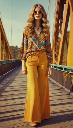 yellow jumpsuit,vintage fashion,70s,plus-size model,retro woman,yellow orange,yellow brown,boho,vintage woman,retro women,golden yellow,women fashion,golden bridge,vintage women,gypsy hair,vintage clothing,yellow,golden color,70's icon,viola bridge,Illustration,Retro,Retro 09