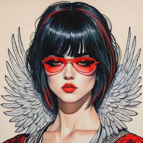 kommuna,winged heart,jasinski,fire angel,tomie,cool pop art,Illustration,Paper based,Paper Based 19