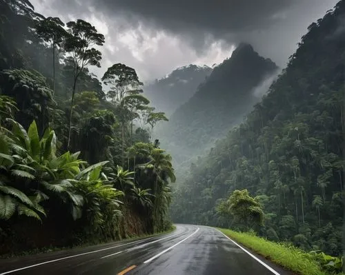 reunion island,mountain road,mountain highway,valdivian temperate rain forest,rain forest,borneo,new zealand,tropical and subtropical coniferous forests,paparoa national park,province of cauca,the road,national highway,steep mountain pass,winding roads,north island,road,samoa,guyana,roads,country road,Photography,General,Natural