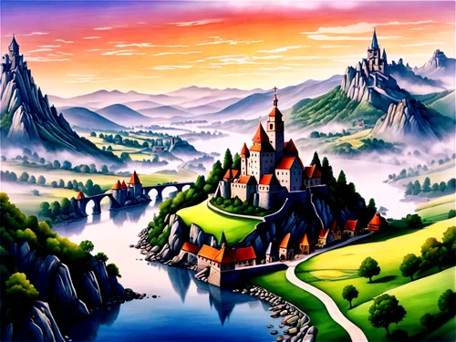 fairy tale castle,fairytale castle,fantasy landscape,fantasy world,fairy village,landscape background,fantasy city,aurora village,castles,hogwarts,castel,knight's castle,castle of the corvin,fantasy picture,medieval castle,knight village,mountain settlement,mountainous landscape,water castle,fairy tale,Conceptual Art,Daily,Daily 17