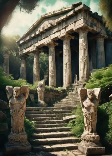 artemis temple,greek temple,house with caryatids,temple of diana,caryatids,garni,panagora,ancients,pillars,poseidons temple,doric columns,roman temple,temple of hercules,temple of poseidon,acropolis,ephesus,leptis,the ancient world,metapontum,hellas,Illustration,Realistic Fantasy,Realistic Fantasy 47