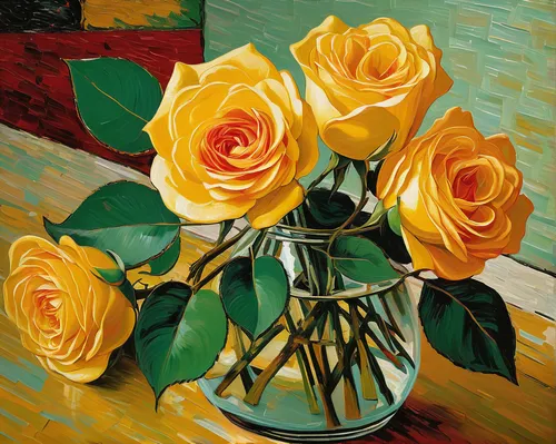 yellow orange rose,yellow roses,orange roses,gold yellow rose,sunflowers in vase,yellow rose,vincent van gough,vincent van gogh,red-yellow rose,sun roses,orange rose,yellow rose background,colorful roses,bicolor rose,esperance roses,flower painting,yellow rose on rail,flowers in basket,old country roses,lady banks' rose ,Art,Artistic Painting,Artistic Painting 03