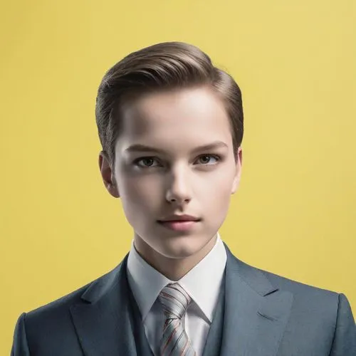 men's suit,child portrait,suit,yellow background,businessman,young man,male model,lemon background,portrait background,silk tie,a wax dummy,boy model,formal guy,young model,child model,suit actor,composite,boys fashion,ceo,felix