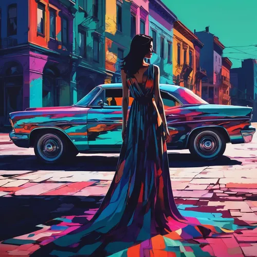 girl in a long dress,retro woman,girl and car,havana,retro girl,retro background,digital painting,retro women,retro styled,retro car,woman in the car,world digital painting,pedestrian,long dress,retro style,abstract retro,digital illustration,girl walking away,girl in a long dress from the back,boulevard,Conceptual Art,Daily,Daily 21