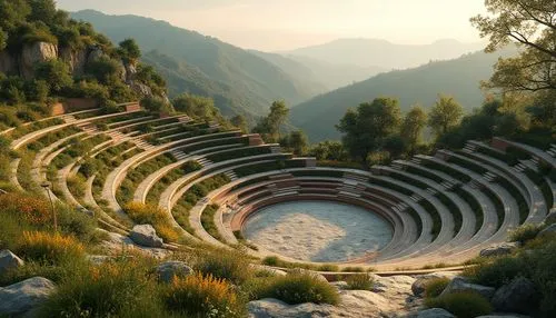 ancient theatre,amphitheater,amphitheatre,roman theatre,tulou,labyrinths,terraces,amphitheatres,open air theatre,delphi,amphitheaters,terraced,winding steps,stereocenter,garni,messene,theater stage,coliseo,colisee,labyrinth,Photography,General,Realistic