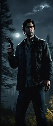 man holding gun and light,hatchet,holding a gun,hitchcock,cholado,investigator,action-adventure game,merle black,machete,farmer in the woods,killer,janitor,steam release,hag,murderer,woodsman,digital compositing,detective,halloween poster,wolfman,Conceptual Art,Fantasy,Fantasy 14