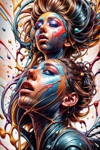 psychedelic art,the festival of colors,bodypainting,gemini,neon body painting,bodypaint,fantasy art,boho art,sirens,body painting,multicolor faces,art painting,fractals art,fireworks art,kaleidoscope art,body art,abstract artwork,digiart,cool pop art,world digital painting