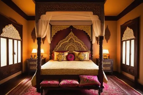 bedchamber,ornate room,four poster,moroccan pattern,haveli,victorian room,riad,amanresorts,morocco,marrakesh,guest room,interior decor,staterooms,great room,bedroomed,damask,sleeping room,bedspreads,guestrooms,khaplu,Conceptual Art,Daily,Daily 19