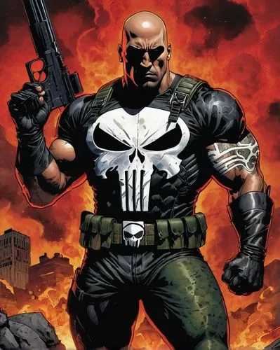 punisher,bachalo,steranko,deathlok,crossbones,mcniven,Illustration,American Style,American Style 03