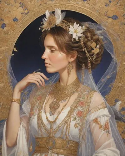 perugini,mucha,golden wreath,leyendecker,leighton,hypatia