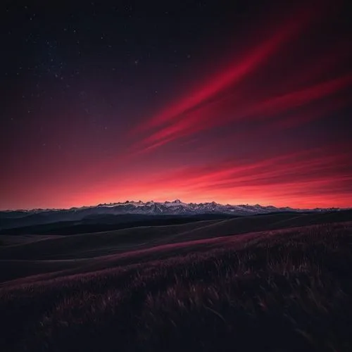 red sky,rainier,northen lights,red tones,pink dawn,mountain sunrise,oregon,nothern lights,alpine sunset,aurora,landscape red,new zealand,horizon,alaska,dusk,aurora colors,mount hood,night glow,night sky,the horizon,Photography,Documentary Photography,Documentary Photography 14