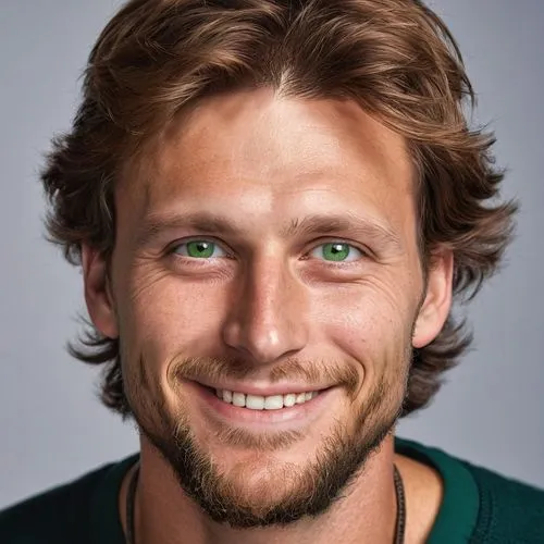 a man wearing green eyes is smiling at the camera,kiessling,stekelenburg,jansrud,schaufuss,kuerten,gulbis,Photography,General,Realistic