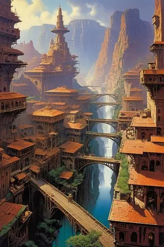 ancient city,futuristic landscape,fantasy landscape,aurora village,fantasy city,villages,escher village,mountain settlement,atlantis,ancient buildings,meteora,human settlement,floating islands,karnak,mud village,maya city,the valley of the,mountain village,world digital painting,mesa,Conceptual Art,Sci-Fi,Sci-Fi 19