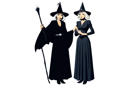 witches,sorceresses,witches' hats,covens,celebration of witches,coven,derivable,priestesses,halloween silhouettes,wands,handmaidens,nightgowns,enchanters,norns,occultists,witching,hecate,bewitches,bewitch,canonesses,Illustration,American Style,American Style 09