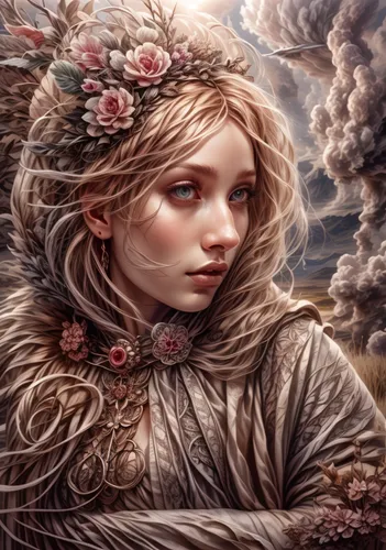 faery,mystical portrait of a girl,fantasy portrait,little girl in wind,eglantine,fantasy art,jessamine,sky rose,faerie,the enchantress,dryad,wind rose,white rose snow queen,zodiac sign libra,fairy queen,the wind from the sea,suit of the snow maiden,winds,landscape rose,wind