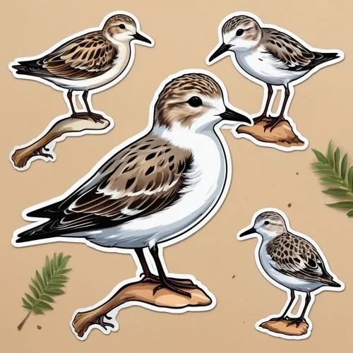 phalaropes,dotterels,white-rumped sandpiper,sanderlings,laridae,geerlings,calidris alba,sandpipers,calidris pugnax,pintails,buttonquails,plovers,least sandpiper,calidris,galliformes,shorebirds,waders,cape teal ducks,sandpiper,shovelers,Unique,Design,Sticker