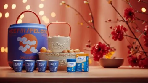 coffee, tea, and snacks are shown in front of a flower arrangement,disposable cups,kefir,cupful,enamelware,tikkurila,whipped cream castle,Photography,General,Cinematic