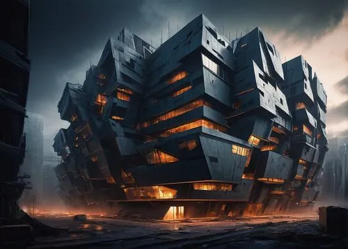 cubic house,lair,apartment block,cube house,kimmelman,futuristic architecture,morphosis,habitat 67,apartment building,hejduk,ziggurat,cube stilt houses,dystopian,brutalism,hypermodern,bjarke,destroyed city,citadel,ruin,kirrarchitecture,Art,Classical Oil Painting,Classical Oil Painting 17