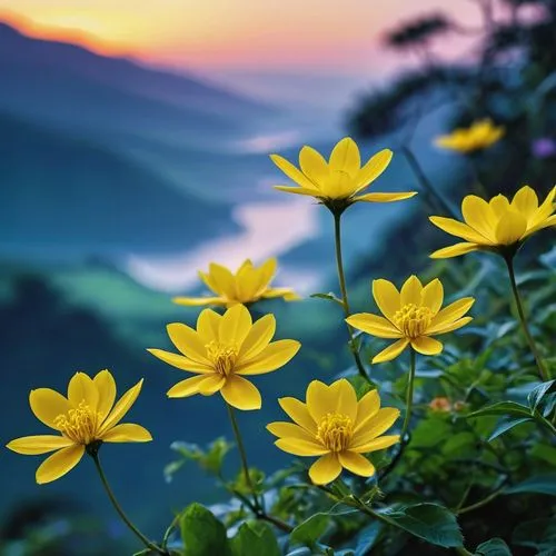 yellow cosmos,coreopsis,mountain flowers,yellow daisies,mountain flower,sun flowers