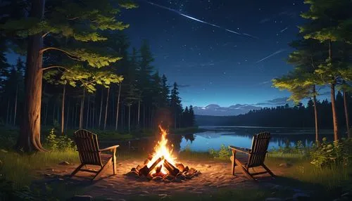 campfire,campfires,camp fire,camping,campsite,firepit,fire background,landscape background,bonfire,campground,romantic night,fire pit,fireside,fireflies,perseids,camping chair,log fire,night scene,s'more,summer evening,Photography,General,Realistic