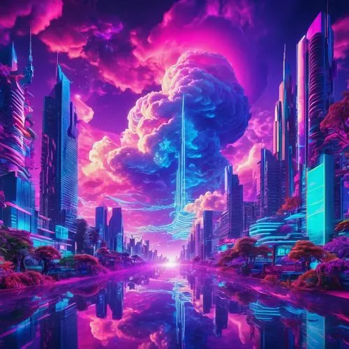 futuristic landscape,vapor,ultraviolet,vast,cyberpunk,fantasy city,purpleabstract,cyberspace,metropolis,futuristic,aesthetic,purple wallpaper,fractal environment,alien world,3d fantasy,digitalart,aura,purple landscape,acid lake,dystopia,Conceptual Art,Sci-Fi,Sci-Fi 28