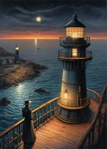 lighthouse,electric lighthouse,lighthouses,light house,phare,petit minou lighthouse,Illustration,Realistic Fantasy,Realistic Fantasy 05