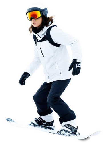 Young adult, snowboarder, winter sport, dynamic pose, snow goggles, helmet, warm beanie, windbreaker jacket, snow pants, gloves, snowboard equipment, mountain scenery, snowy terrain, action shot, fast