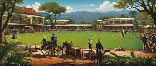 racecourse,first-class cricket,pétanque,kennel club,horse racing,hacienda,country club,riding school,equestrian center,croquet,colonial,sport venue,sports ground,forest ground,soccer world cup 1954,equestrian sport,baseball park,modern pentathlon,the old course,playing field,Art,Classical Oil Painting,Classical Oil Painting 37