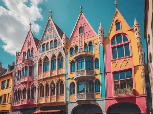 colorful facade,freiburg,shophouses,erfurt,colmar city,beautiful buildings,melaka,malacca,colmar,blumenau,guanajuato,colorful city,szeged,bremen,antananarivo,facade painting,curacao,oranjestad,chrobry,ettlingen,Illustration,Realistic Fantasy,Realistic Fantasy 42