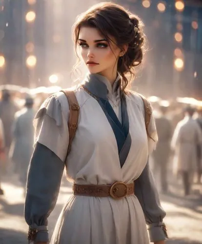 woman in white dress standing outside of building,padme,leia,rey,amidala,hypatia,organa,Photography,Cinematic