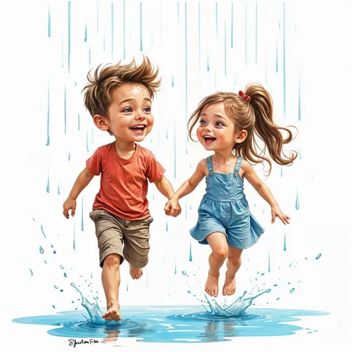 kids illustration,splaying,barish,splashing,cute cartoon image,water splashes