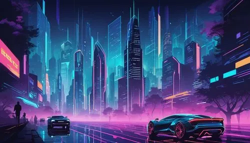 futuristic landscape,cyberpunk,3d car wallpaper,polara,80's design,cybercity,futuristic,car wallpapers,cityscape,beautiful wallpaper,autopia,tron,colorful city,neon arrows,cybertown,cyberscene,brum,bladerunner,ipad wallpaper,synth,Illustration,Vector,Vector 01