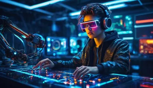 dj,cyber glasses,cyberpunk,elektroniki,electronic music,electro,disc jockey,oscillator,electronic market,techno,music background,old elektrolok,elektroboot,electronics,electronic,neon human resources,disco,80s,midi,disk jockey,Illustration,Realistic Fantasy,Realistic Fantasy 12