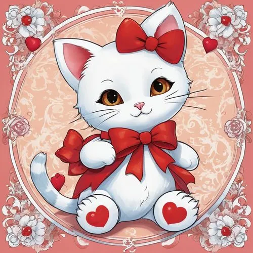 heart clipart,korin,kittu,white cat,cute cartoon image,snowbell,Conceptual Art,Fantasy,Fantasy 24