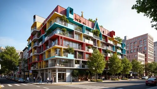 colorful facade,nanterre,mvrdv,rigshospitalet,europan,colombes,inmobiliaria,plattenbau,bagnolet,grenelle,apartment building,batignolles,montrouge,apartment block,levallois,sarcelles,appartment building,suresnes,multifamily,cubic house