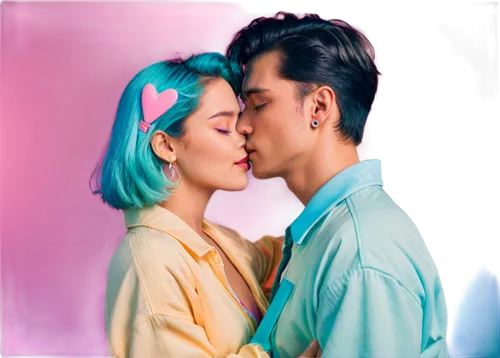 oxytocin,electropop,vintage boy and girl,two people,young couple,vintage man and woman,lovesick,couple - relationship,burzenin,colorizing,boy kisses girl,kisser,colorful heart,color background,makeout,neon ghosts,fenyang,couple in love,ektachrome,pompadour,Conceptual Art,Sci-Fi,Sci-Fi 28