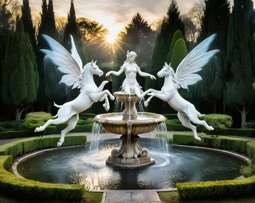 fountain of neptune,angel trumpets,mozart fountain,angel's trumpets,fountain,beneficence,Photography,Artistic Photography,Artistic Photography 04