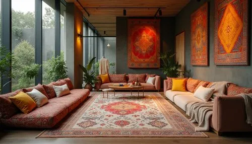 contemporary decor,sitting room,kilim,bohemian art,living room,modern decor,interior decor,home interior,livingroom,persian norooz,boho art style,mid century modern,interior modern design,mahdavi,apartment lounge,chaise lounge,sunroom,interior decoration,vastu,interior design,Photography,General,Realistic