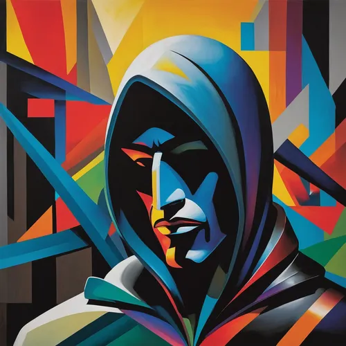 hooded man,art deco woman,wpap,doctor doom,adobe illustrator,vector graphic,hooded,cloak,cool pop art,vector art,graffiti art,assassin,vector illustration,vector image,ethereum icon,vector graphics,jester,pop art style,cubism,seven sorrows,Art,Artistic Painting,Artistic Painting 34