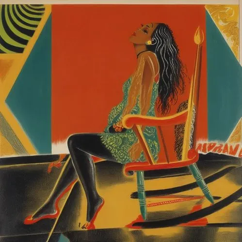 woman sitting,art deco woman,girl sitting,girl with a wheel,girl-in-pop-art,matruschka,woman playing,harpist,woman thinking,girl on the stairs,woman at cafe,woman drinking coffee,popart,deckchair,1971