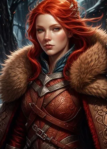 fantasy portrait,merida,female warrior,dwarf sundheim,red riding hood,celtic queen,red-haired,fantasy art,fiery,eufiliya,heroic fantasy,red chief,fantasy woman,fantasy picture,elza,artemisia,mara,cg artwork,fire siren,red skin