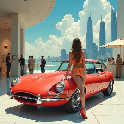 etype,fiat 850,karmann ghia,converium,coquette,girl and car,Conceptual Art,Daily,Daily 04