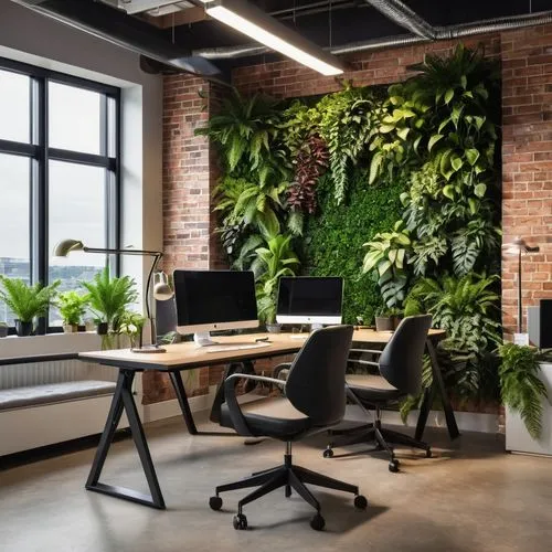 modern office,creative office,working space,blur office background,forest workplace,workspaces,Photography,General,Realistic