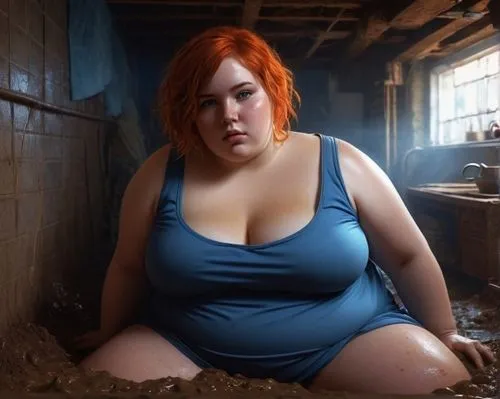 hand auf schlamm,bbw,hypermastus,brigette,meg,lbbw,depressed woman,lois,burkinabes,overweight,anele,woman sitting,fat,obesity,photo session in torn clothes,hyperrealism,stav,crewdson,shapewear,girl in