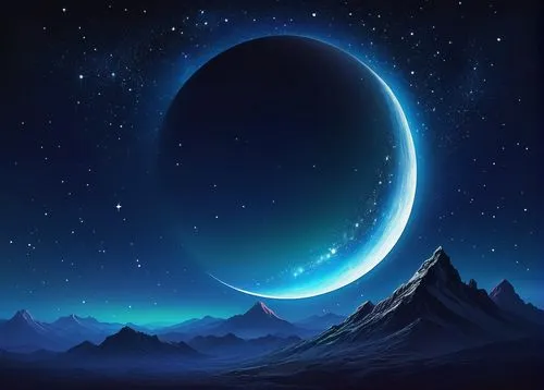 moon and star background,crescent moon,lunar,moons,orb,hanging moon,space art,lunar landscape,moon phase,moon and star,crescent,alien planet,fantasia,exoplanet,planet,world digital painting,planet eart,fantasy picture,ice planet,fantasy landscape,Conceptual Art,Fantasy,Fantasy 17