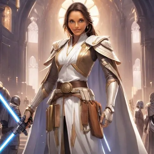 cg artwork,princess leia,jedi,paladin,symetra,templar,republic,jaya,obi-wan kenobi,goddess of justice,the prophet mary,joan of arc,clone jesionolistny,lightsaber,massively multiplayer online role-playing game,crusader,imperial,mundi,paysandisia archon,star mother,Digital Art,Anime