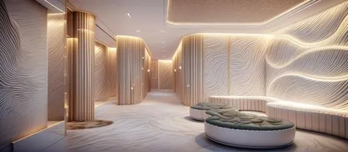 luxury bathroom,spaceship interior,hallway space,ufo interior,interior design,interior modern design,interior decoration,wall plaster,hammam,corian,hallway,beauty room,thalassotherapy,modern decor,bath room,ceiling lighting,paneling,mahdavi,luxury hotel,contemporary decor