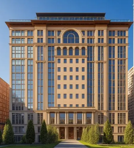 a brown and tan building with several windows on top,kempinski,nyu,goizueta,benaroya,proskauer,takashimaya,Photography,General,Realistic