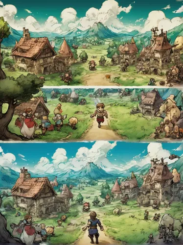 cartoon video game background,backgrounds,background with stones,backgrounds texture,birthday banner background,stone background,knight village,3d fantasy,background images,landscape background,digital compositing,background texture,mushroom landscape,studio ghibli,mobile video game vector background,villages,farm background,airships,oktoberfest background,color is changable in ps,Conceptual Art,Fantasy,Fantasy 26