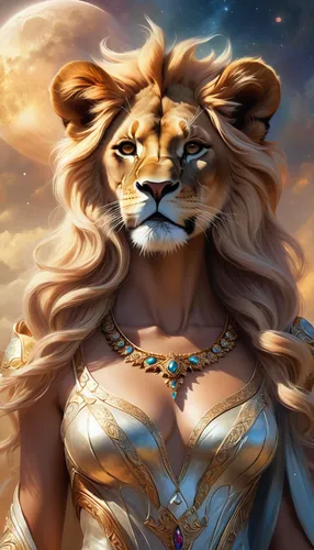 lioness,female lion,fantasy portrait,lion - feline,fantasy art,lion,royal tiger,she feeds the lion,cheetah,panthera leo,fantasy picture,celtic queen,golden crown,zodiac sign leo,lionesses,felidae,forest king lion,priestess,lion white,lion number,Illustration,Realistic Fantasy,Realistic Fantasy 01